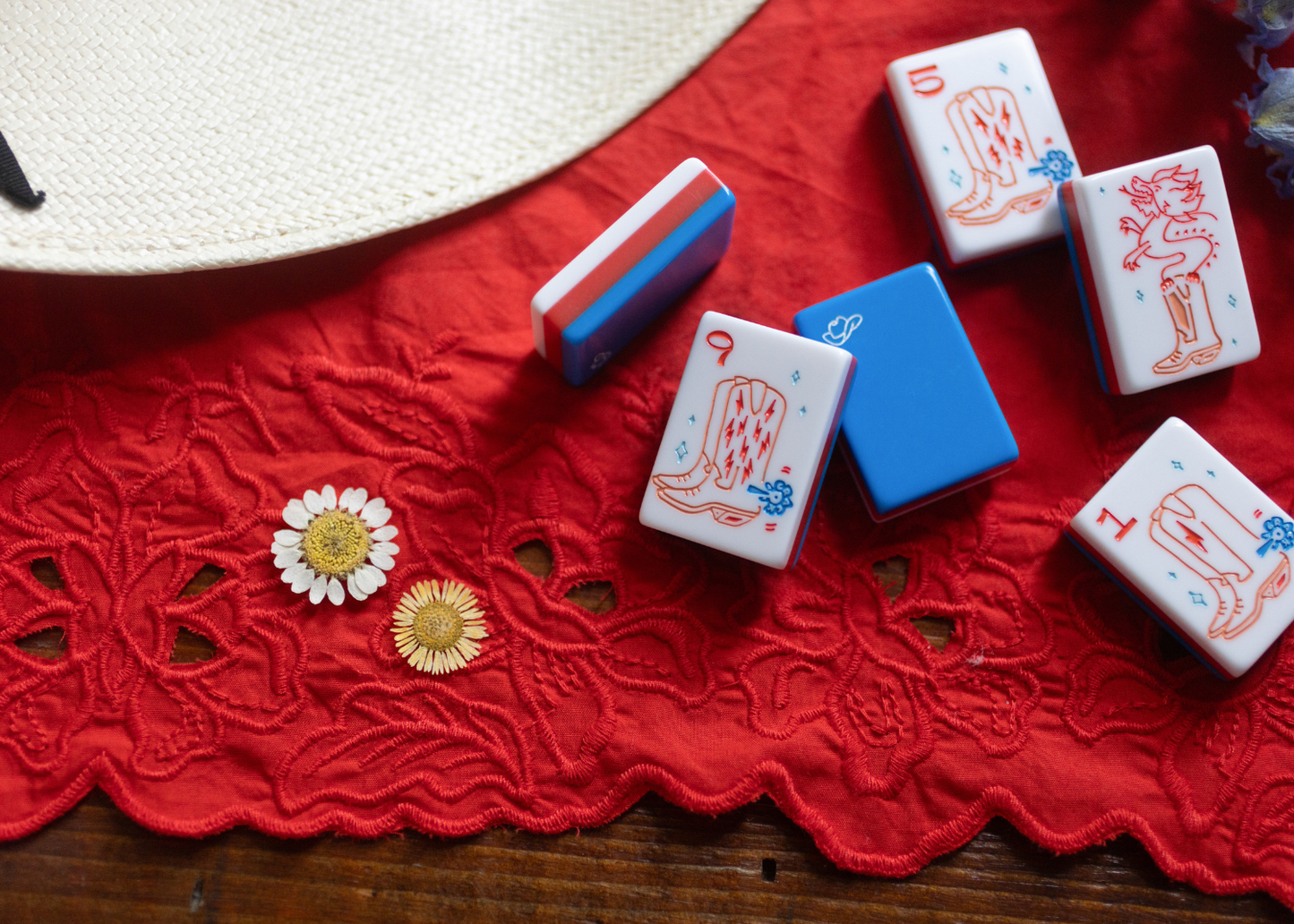 Miss Cowgirl Americana: Mahjong Tile Set