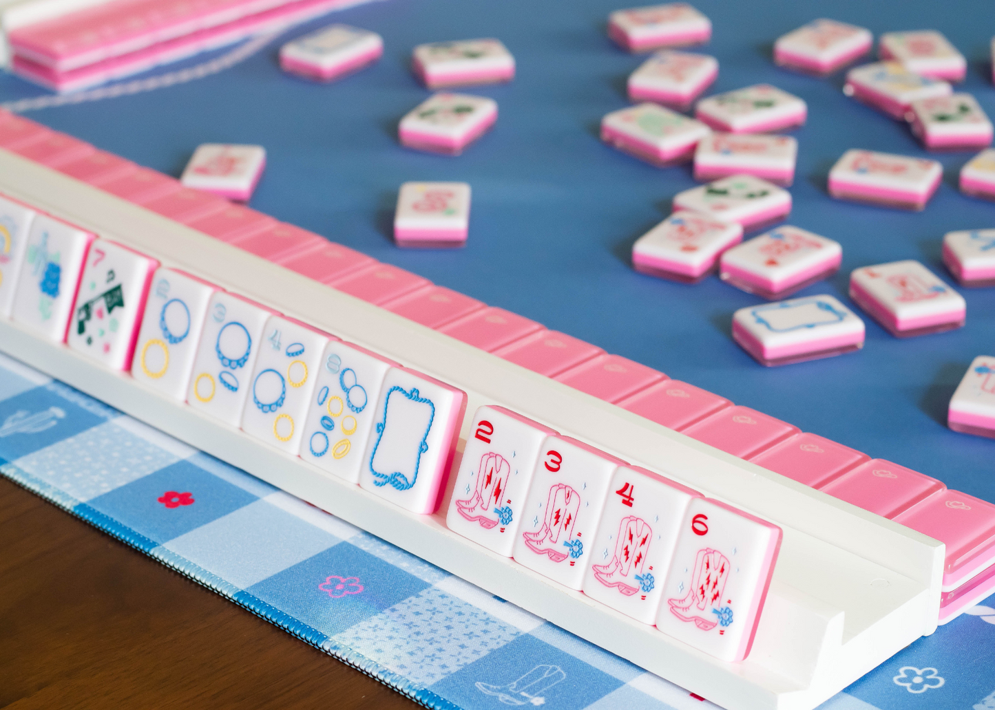 Gingham Mahjong Playing Mat