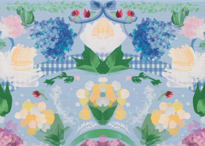 Powder Blue Garden Party Mahjong Playing Mat