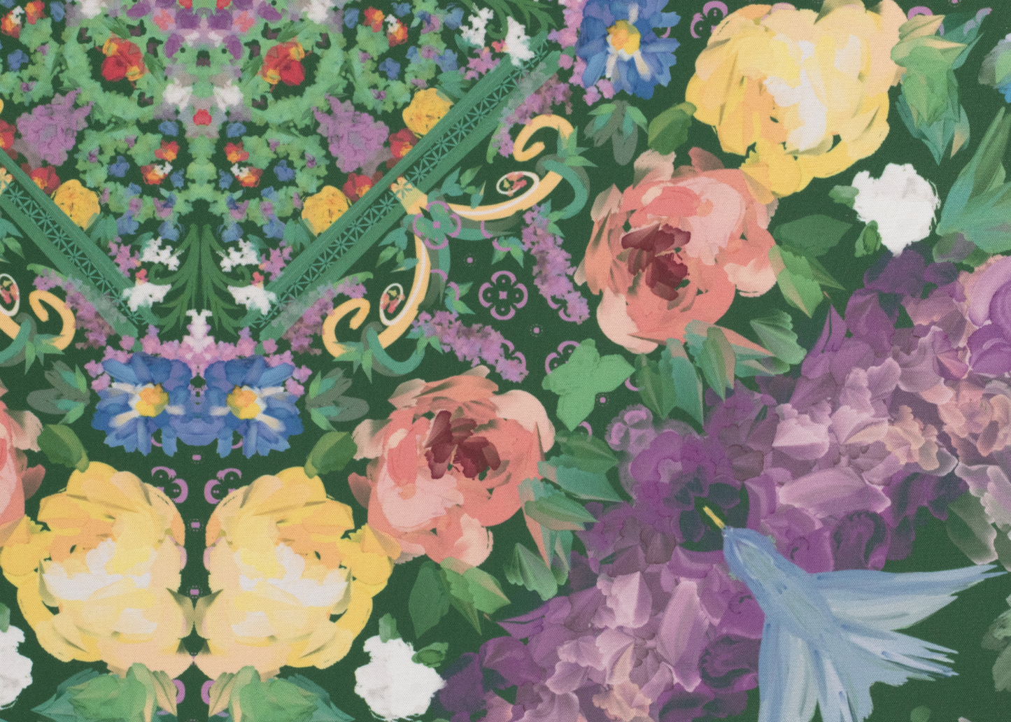 Deep Green Garden Party Mahjong Playing Mat