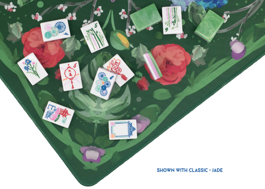 Deep Green Garden Party Mahjong Playing Mat