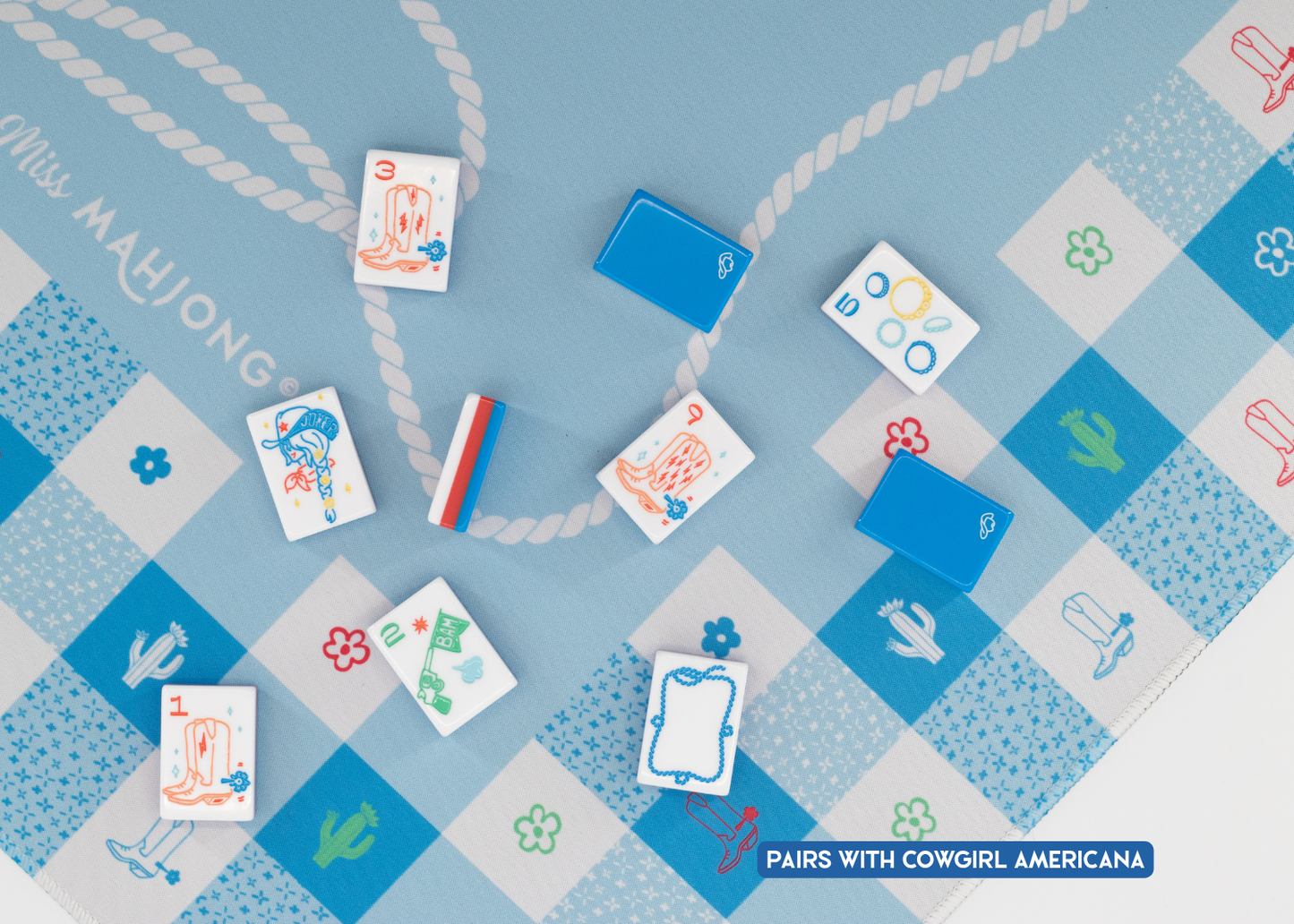 Gingham Mahjong Playing Mat