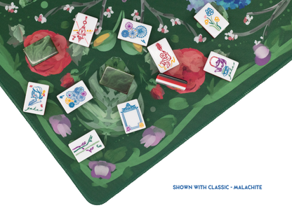 Deep Green Garden Party Mahjong Playing Mat