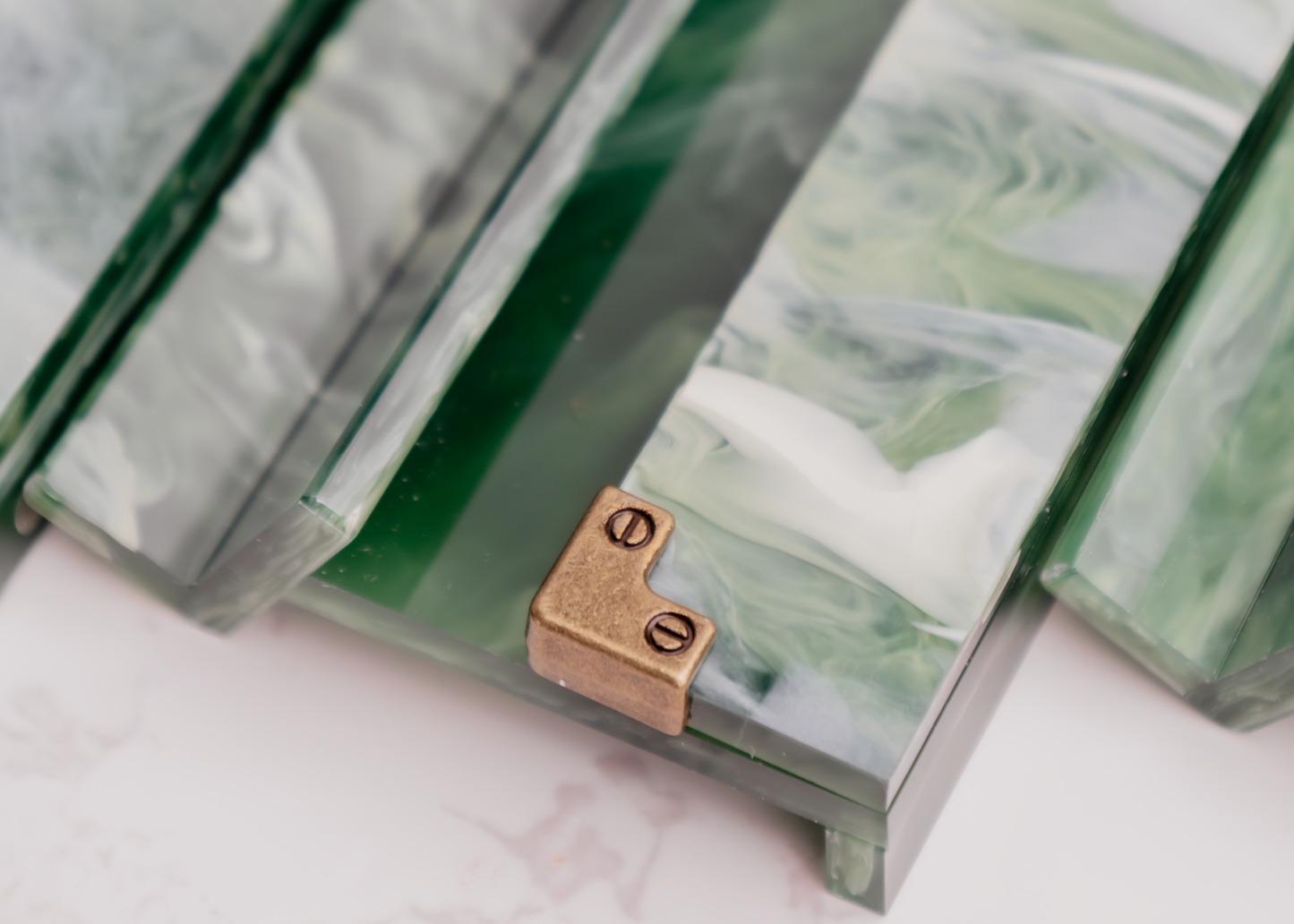 Jade and Brass Acrylic Racks