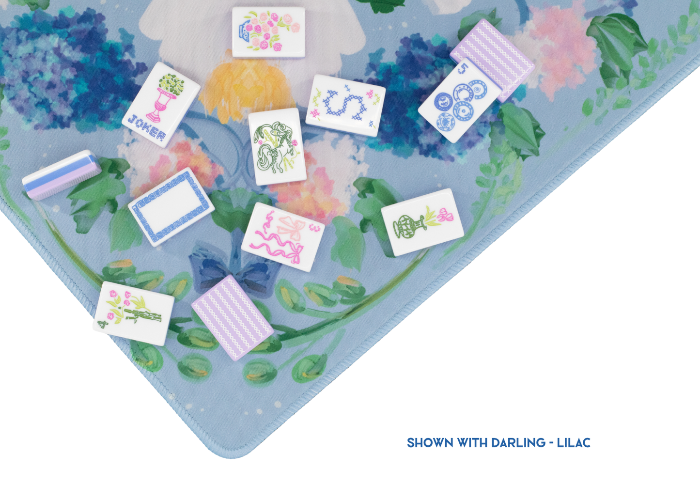 Powder Blue Garden Party Mahjong Playing Mat