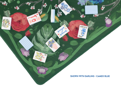 Deep Green Garden Party Mahjong Playing Mat