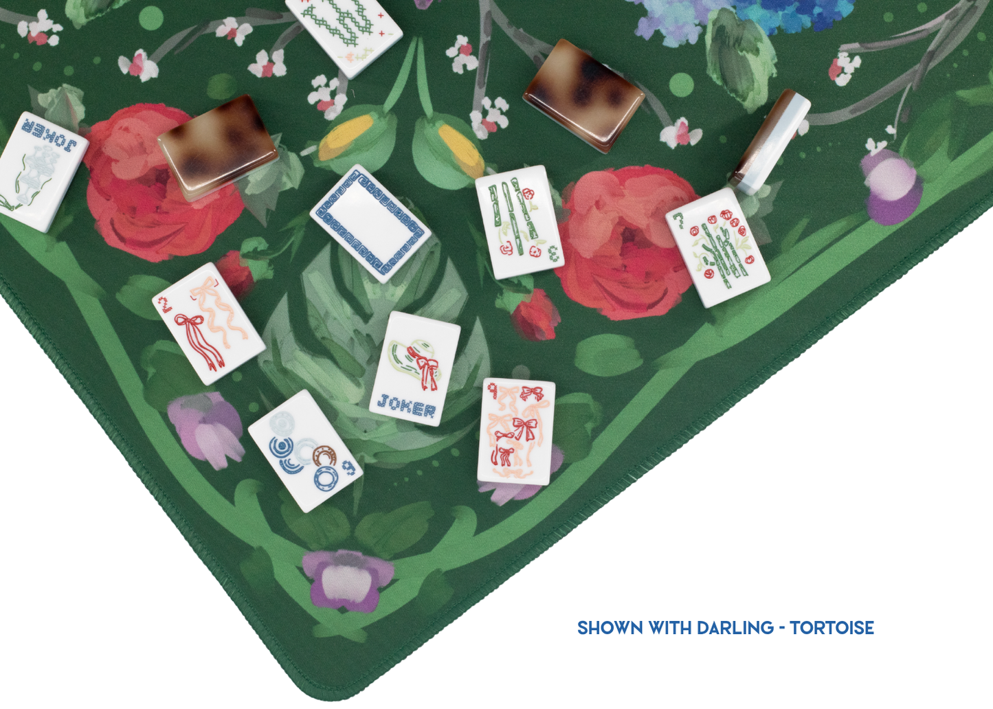 Deep Green Garden Party Mahjong Playing Mat
