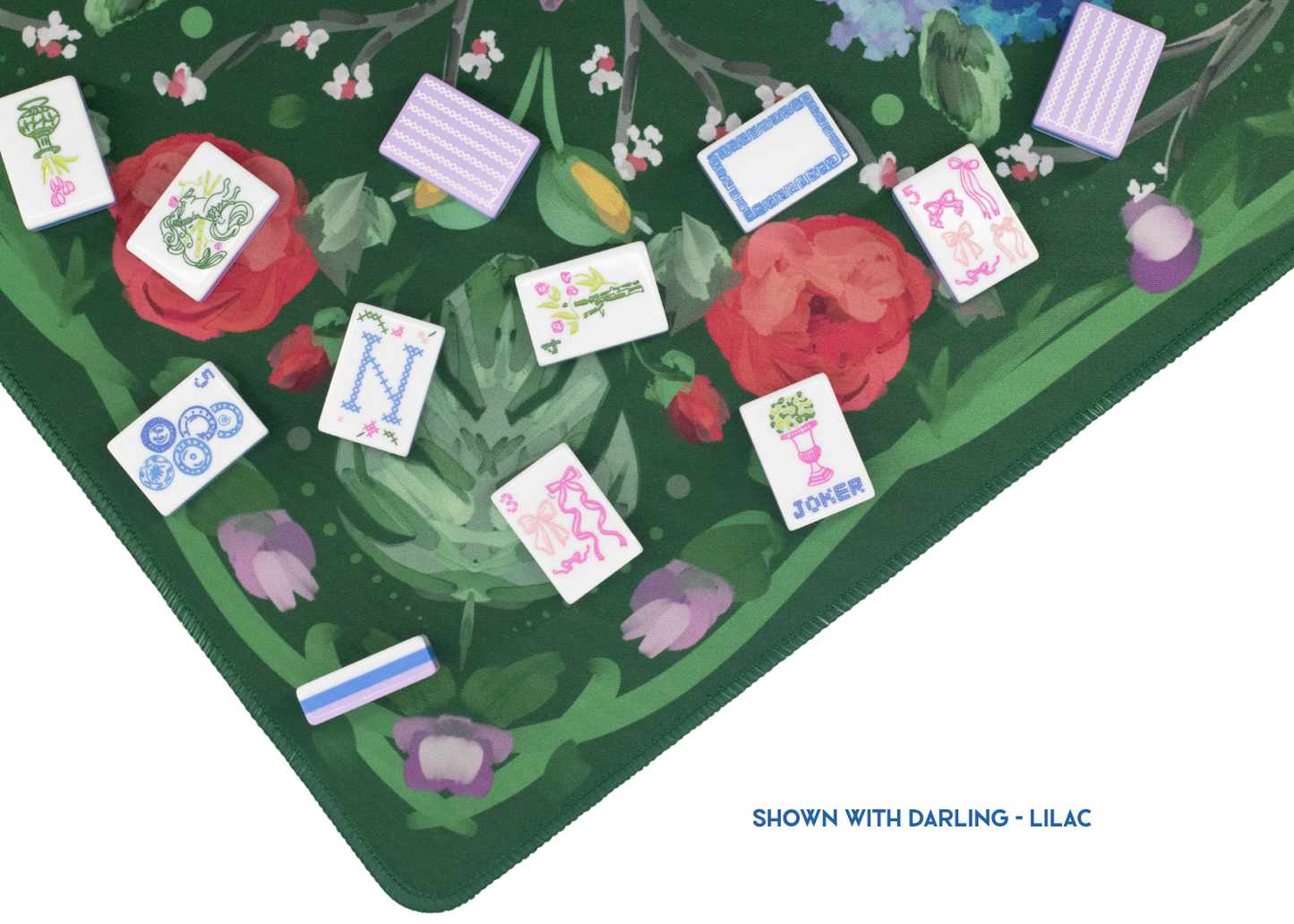Deep Green Garden Party Mahjong Playing Mat
