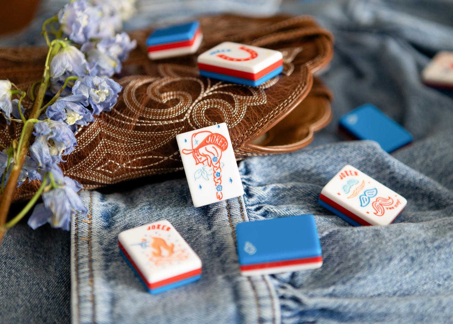Miss Cowgirl Americana: Mahjong Tile Set