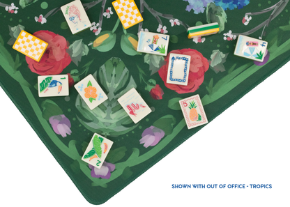 Deep Green Garden Party Mahjong Playing Mat