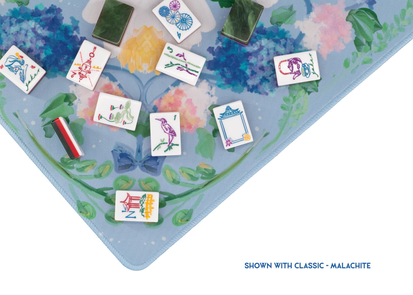 Powder Blue Garden Party Mahjong Playing Mat