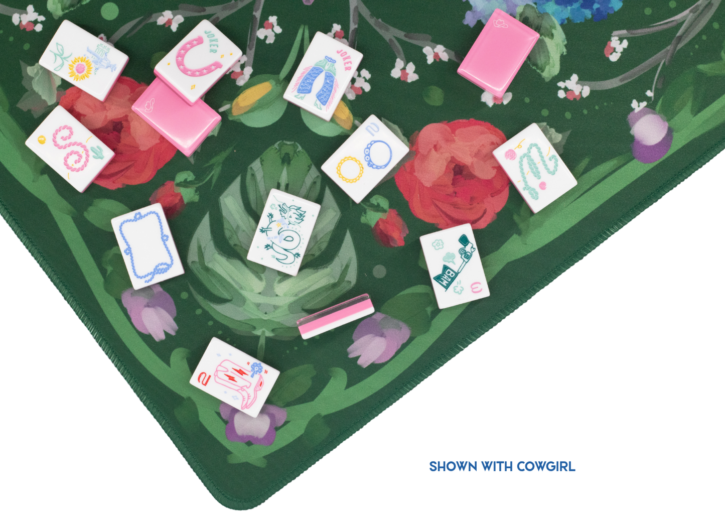 Deep Green Garden Party Mahjong Playing Mat