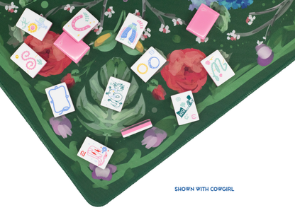 Deep Green Garden Party Mahjong Playing Mat