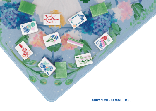 Powder Blue Garden Party Mahjong Playing Mat