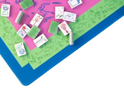 Cherry Blossom Mahjong Playing Mat in Jade