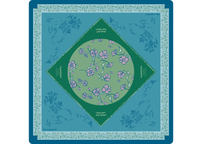 Cherry Blossom Mahjong Playing Mat in Malachite [PRE-ORDER]