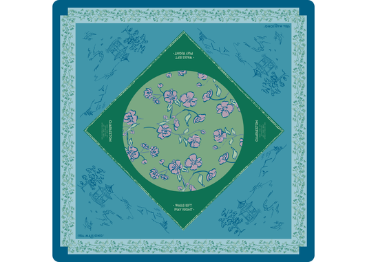 Cherry Blossom Mahjong Playing Mat in Malachite