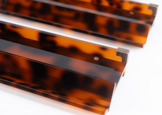 Dark Tortoise and Brass Acrylic Racks