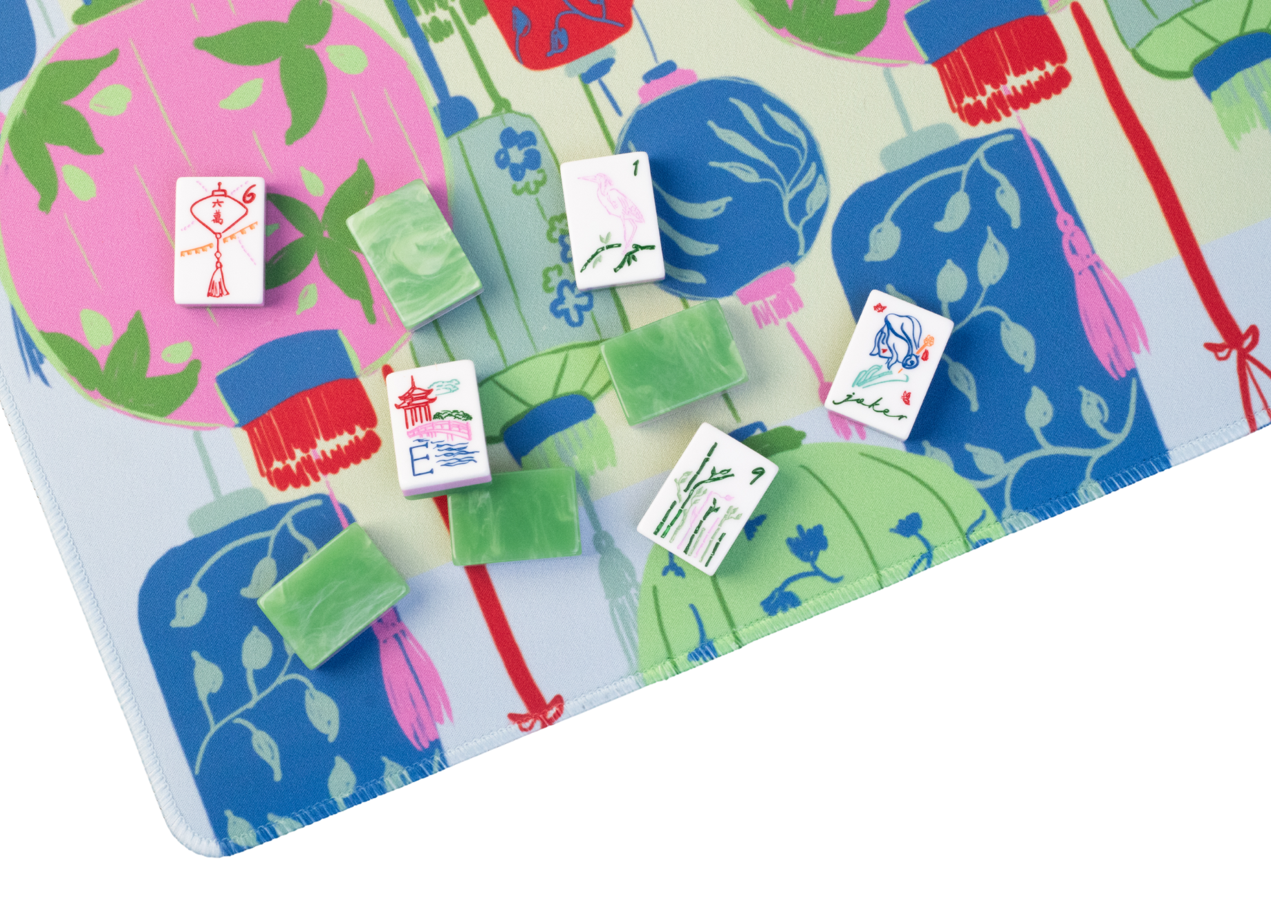 Festival Mahjong Playing Mat in Jade – Miss Mahjong