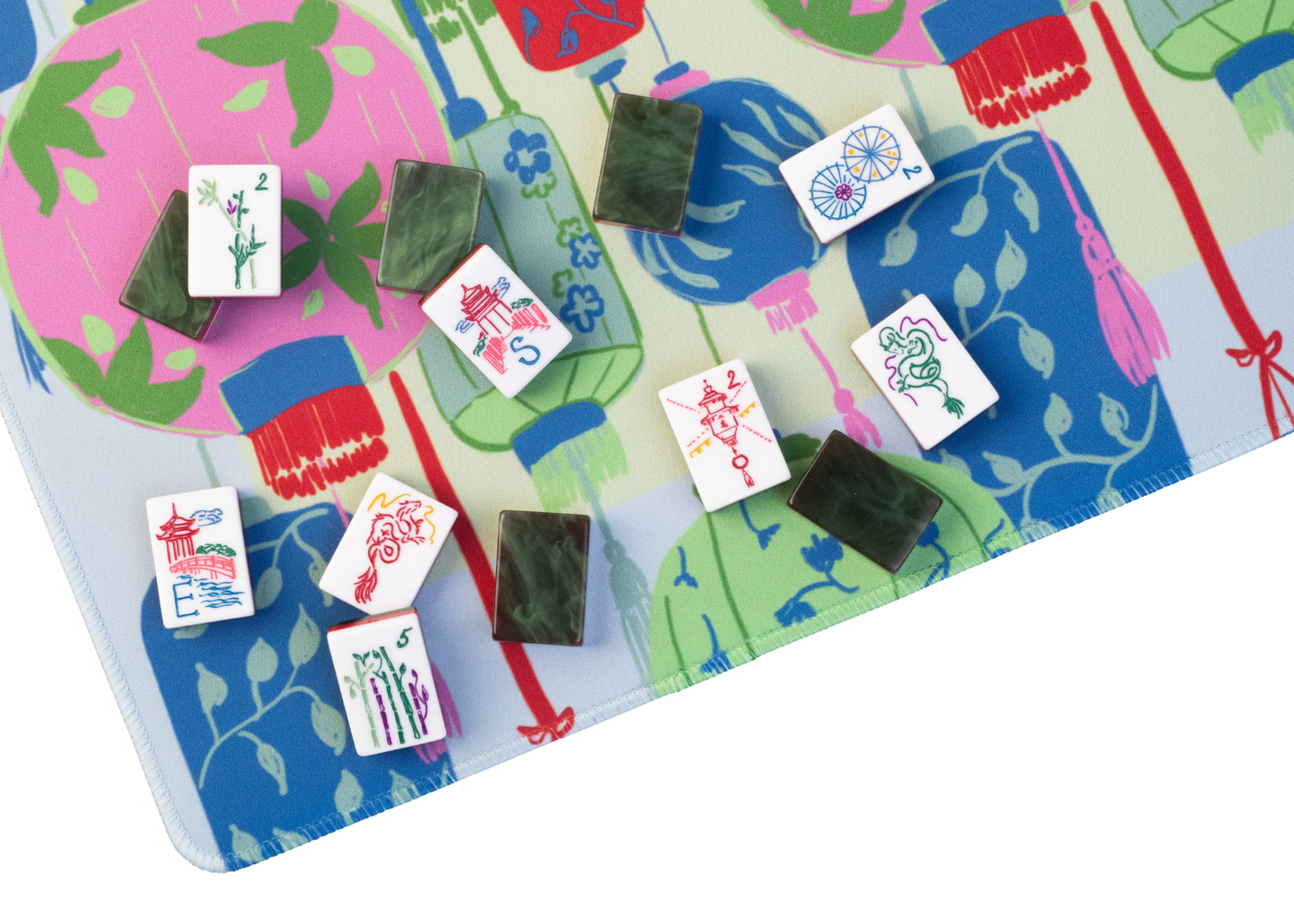 Festival Mahjong Playing Mat in Jade
