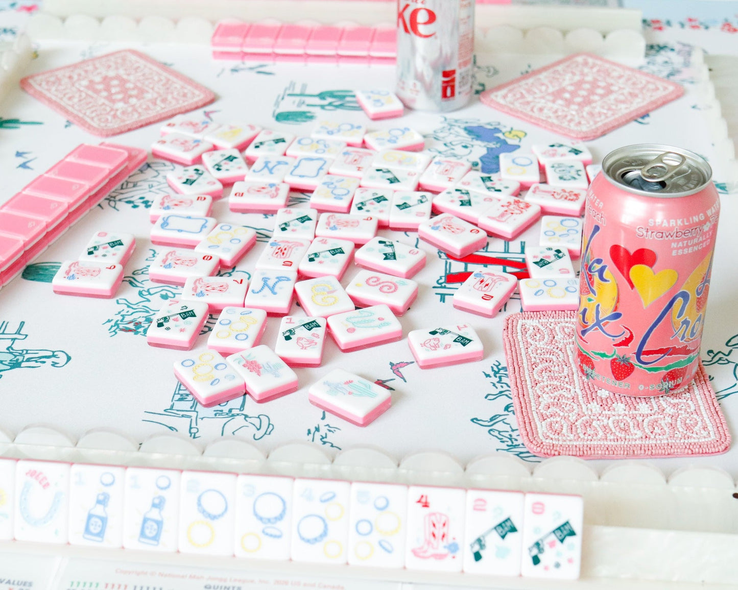 Hand-Beaded Paisley Coaster in Rose Pink