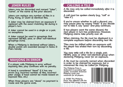 2026 American Mahjong Card – Annual Edition