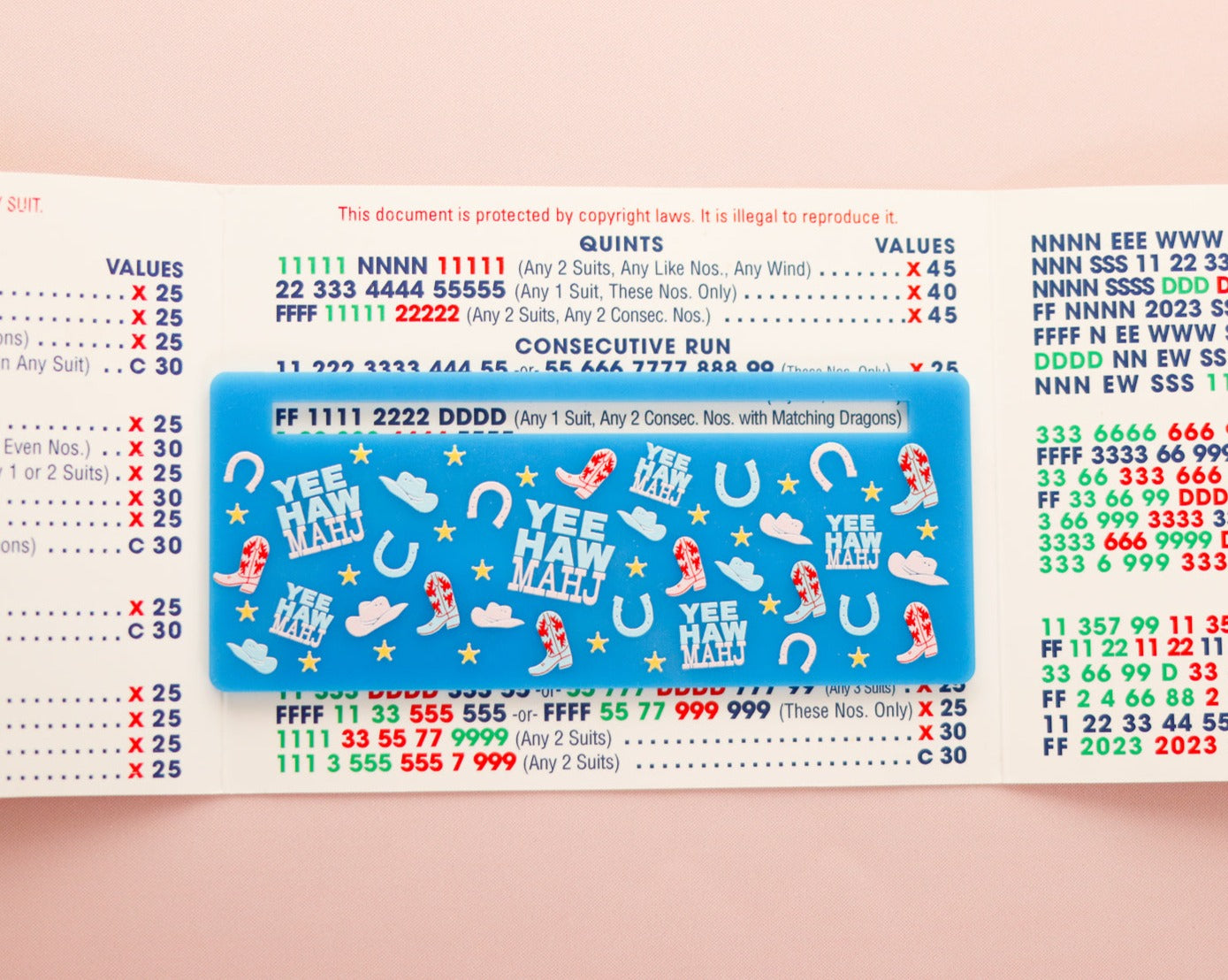 Light Blue Yee-Haw Mahj Pattern Mahjong Card Line Marker™ – Miss Mahjong