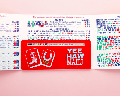 Red Yee-Haw Mahj Boot + Horseshoe Tiles Mahjong Card Line Marker™